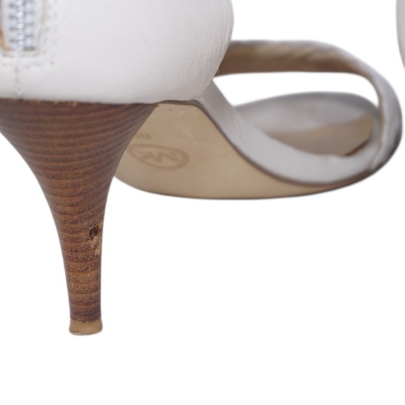 Michael Kors White Woven Leather Ankle Strap Slingback Stiletto Pumps, Size 8 - Picture 7 of 11